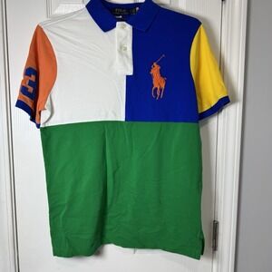 Polo Ralph Lauren Mesh Color Block BIG PONY Polo Shirt‎ Mens Small Classic Fit
